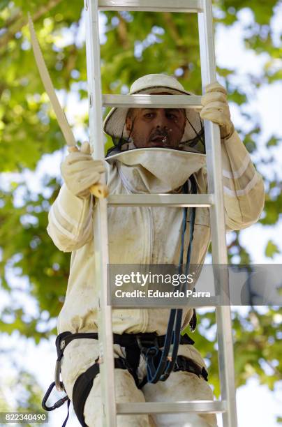 Actor Roberto Alamo attends the 'Alegria, tristeza, miedo, rabia' shooting set at Templo de Debod park on July 25, 2017 in Madrid, Spain.