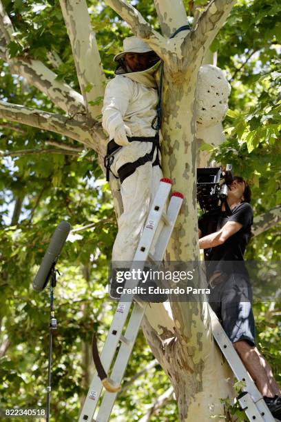 Actor Roberto Alamo attends the 'Alegria, tristeza, miedo, rabia' shooting set at Templo de Debod park on July 25, 2017 in Madrid, Spain.