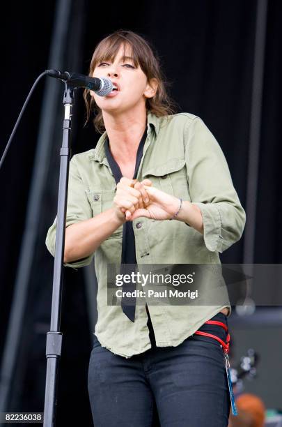 Singer Cat Power performs at the 2008 Virgin Mobile festival at the Pimlico Race Course on August 9, 2008 in Baltimore, Maryland.