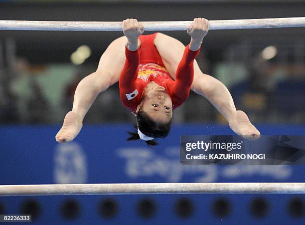 Japan's Miki Uemura competes on the uneven bars during the women's qualification of the artistic gymnastics event of the Beijing 2008 Olympic Games...