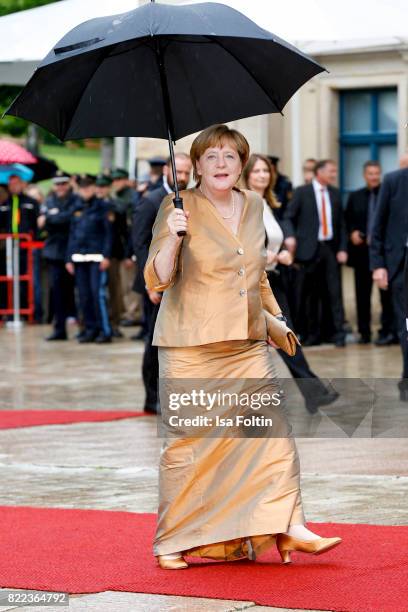 German chancellor Angela Merkel attends the Bayreuth Festival 2017 Opening on July 25, 2017 in Bayreuth, Germany.