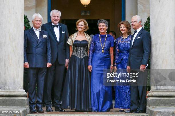Thomas Erbe, Bavarian minister Horst Seehofer with his wife Karin Seehofer, Mayor of Bayreuth Brigitte Merk-Erbe, Queen Silvia of Sweden and her...