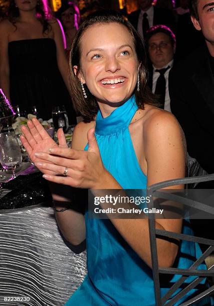 Actress Elisabeth Moss poses during the 39th annual Church of Scientology anniversary gala held at The Church of Scientology Celebrity Centre...