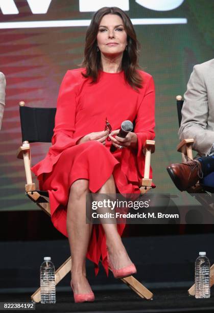 Sela Ward of the series 'Graves' speaks onstage during the EPIX portion of the 2017 Summer Television Critics Association Press Tour at The Beverly...