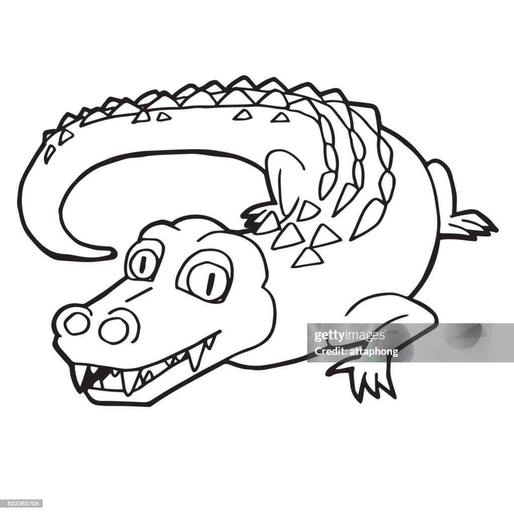 Cartoon Cute Crocodile Coloring Page Vector Illustration High-Res Vector  Graphic - Getty Images