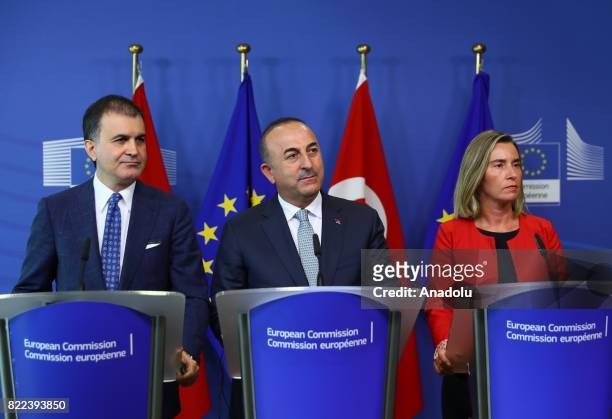 Turkish Minister for EU Affairs Omer Celik , Turkish Foreign Minister Mevlut Cavusoglu , the High Representative of the European Union for Foreign...