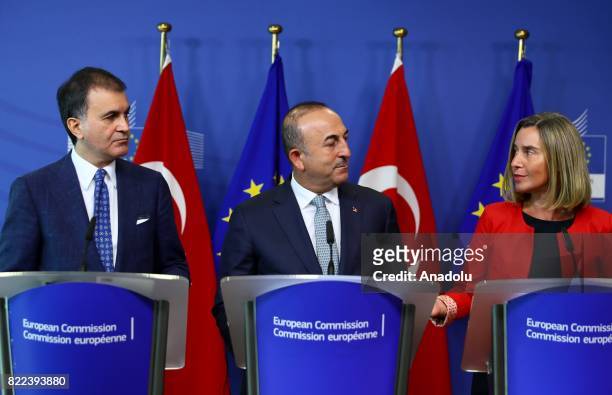 Turkish Minister for EU Affairs Omer Celik , Turkish Foreign Minister Mevlut Cavusoglu , the High Representative of the European Union for Foreign...