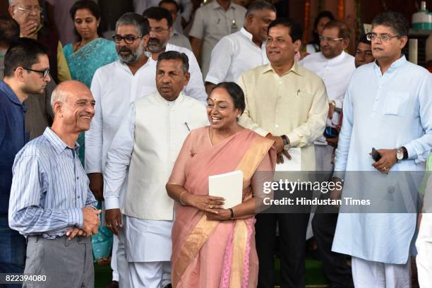 Former Lok Sabha Speaker Meira Kumar and MPs after swearing-in ceremony of President Ram Nath Kovind at Parliament on July 25, 2017 in New Delhi,...