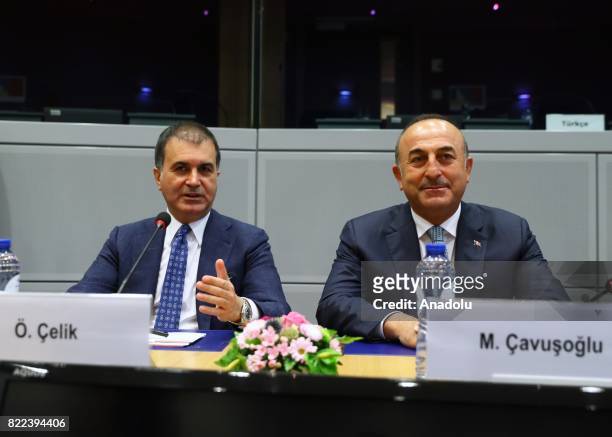 Foreign Affairs Minister of Turkey, Mevlut Cavusoglu , Minister for European Union Affairs of Turkey Omer Celik meet with The European Unions High...