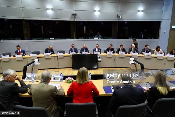 Foreign Affairs Minister of Turkey, Mevlut Cavusoglu , Minister for European Union Affairs of Turkey Omer Celik meet with The European Unions High...