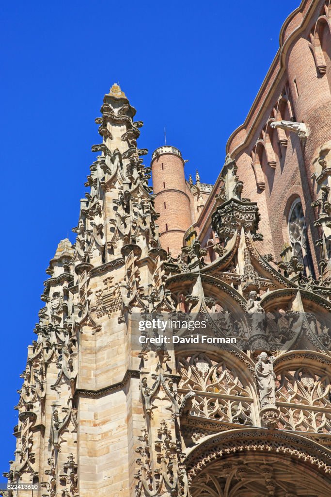 Gothic part Of Albi cathedral + bell-tower, Albi, Tarn. France.