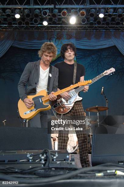 Brendan Benson and Jack White of The Raconteurs performs at American Eagle Outfitters New American Music Union Festival at Pittsburgh's Southside...