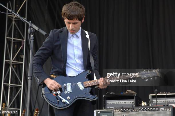 Dan Higgins of The Duke Spirit performs at American Eagle Outfitters New American Music Union Festival at Pittsburgh's Southside Works on August 9,...