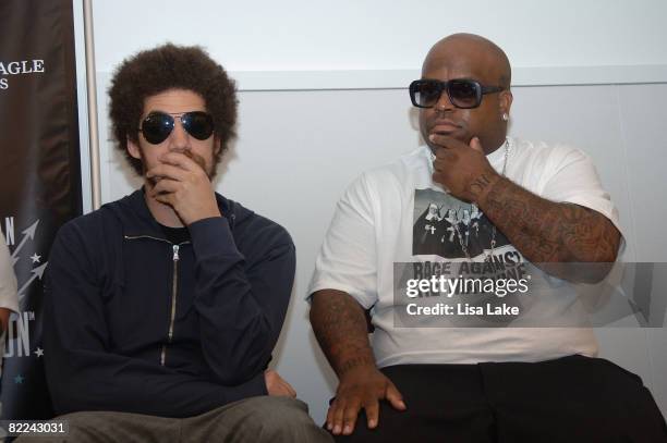 Danger Mouse and CeeLo of the band Gnarls Barkley at American Eagle Outfitters New American Music Union Festival Media Briefing Q&A at Pittsburgh's...