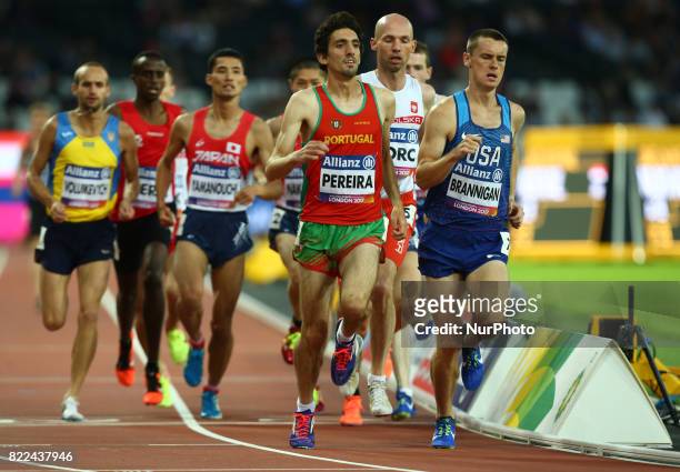 Cristiano Pereira of Portugal and Michael Brannigan compete Men's 1500m T20 Final during World Para Athletics Championships Day Three at London...