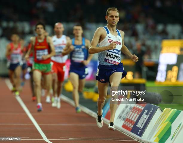 Steve Morris of Great Britain compete of Men's 1500m T20 Final during World Para Athletics Championships Day Three at London Stadium in London on...