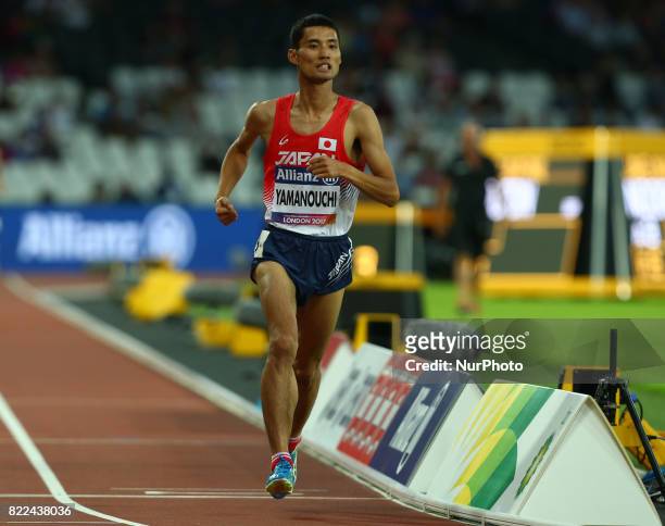 Yusuke Yamanouchi of Japen compete of Men's 1500m T20 Final during World Para Athletics Championships Day Three at London Stadium in London on July...