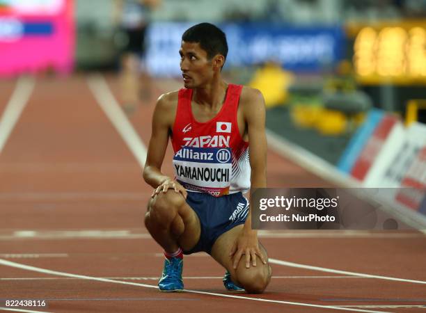 Yusuke Yamanouchi of Japen compete of Men's 1500m T20 Final during World Para Athletics Championships Day Three at London Stadium in London on July...