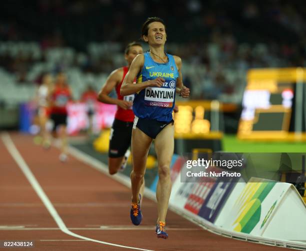 Liudmyia Danylina of Ukraine compete Women's 1500m T20 Final during World Para Athletics Championships Day Three at London Stadium in London on July...