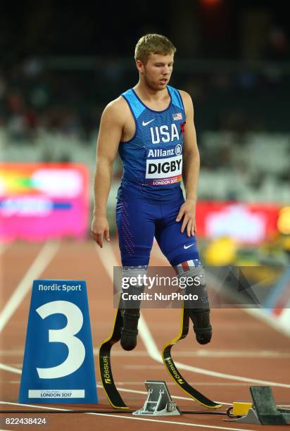 Aj Digby of USA compete Men's 400m T43 Final during World Para Athletics Championships Day Three at London Stadium in London on July 17, 2017