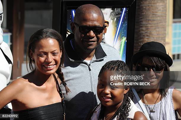 Actor Forest Whitaker and his wife Keisha and their children arrive for the premiere of Star Wars The Clone Wars, at the Egyptian Theatre in...
