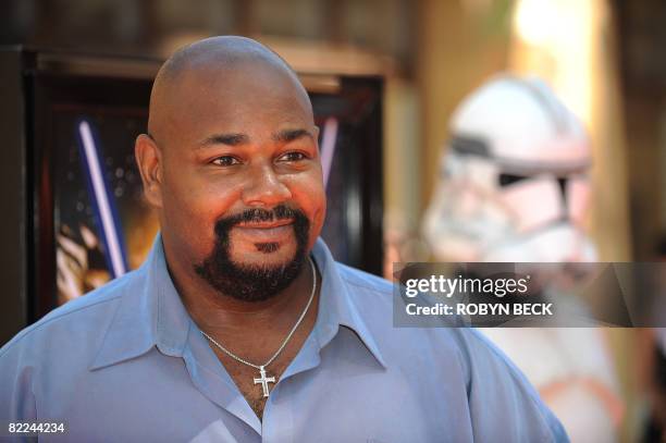 Actor Kevin Michael Richardson, the voice of character Jabba the Hutt in the new animated film "Star Wars: The Clone Wars", poses on the red carpet...