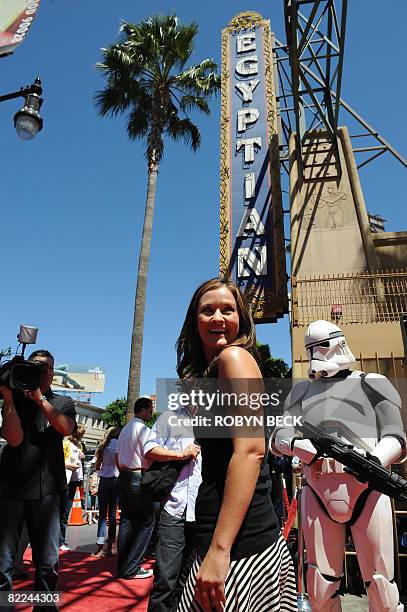 Actress Cahterine Taber, the voice of the charcter Padme Amidala in the new animated film "Star Wars: The Clone Wars", poses on the red carpet at the...