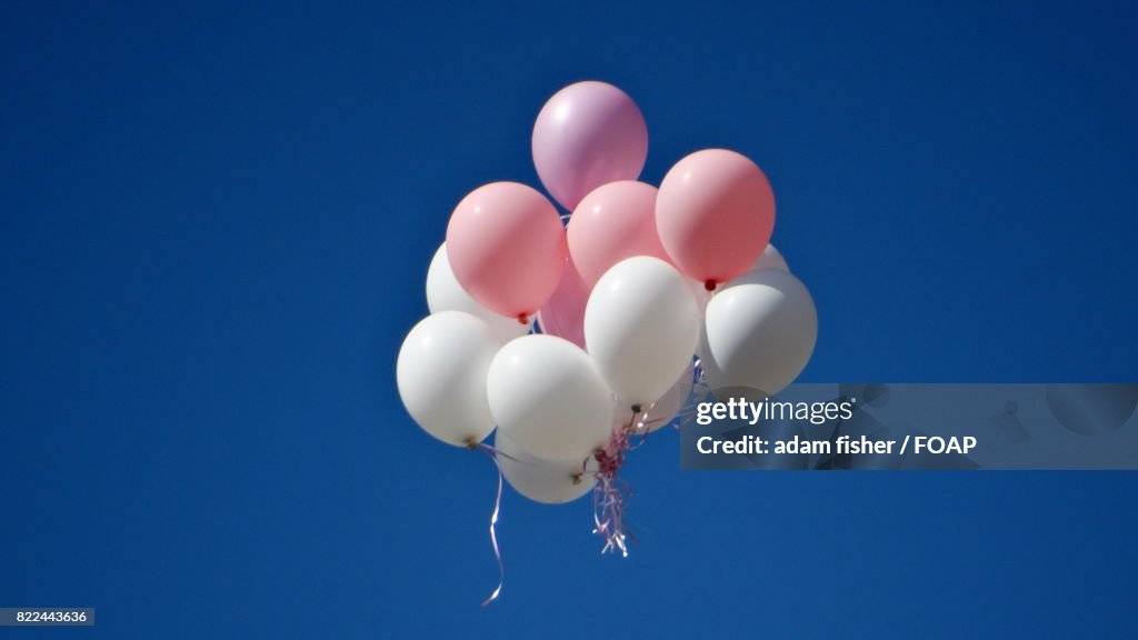 Balloons flying in clear sky