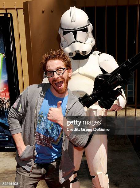 Actor Seth Green arrives at the U.S. Premiere Of "Star Wars: The Clone Wars" at the Egyptian Theatre on August 10, 2008 in Hollywood, California.