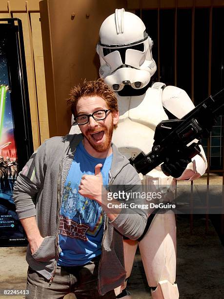 Actor Seth Green arrives at the U.S. Premiere Of "Star Wars: The Clone Wars" at the Egyptian Theatre on August 10, 2008 in Hollywood, California.