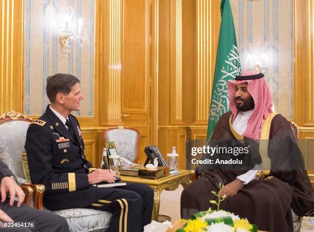 Joseph Votel , Commander of the US Central Command , meets Saudi Crown Prince Mohammad bin Salman al-Saud in Jeddah, Saudi Arabia on July 25, 2017.