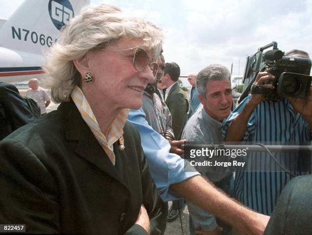 Jean Kennedy Smith, sister of the late U.S. President John F. Kennedy, arrives at the Wayay airport March. 21, 2001 in Havana, Cuba. Kennedy Smith is...