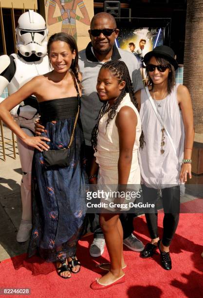 Actor Forest Whitaker and wife Keisha Whitaker and children arrive at the U.S. Premiere Of "Star Wars: The Clone Wars" at the Egyptian Theatre on...