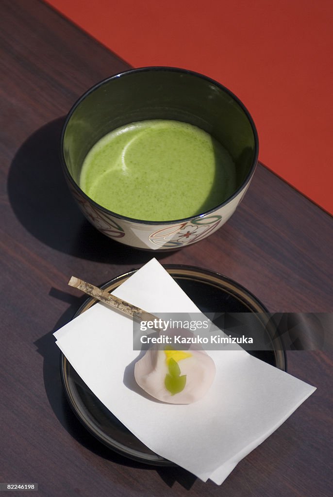 Japanese green tea macha and sweets