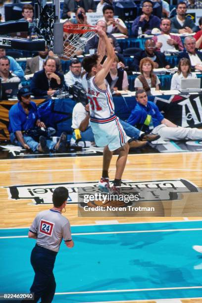 Brent Barry of the Los Angeles dunks during the 1996 Rookie Challenge played February 10, 1996 at the Alamodome in San Antonio, Texas. NOTE TO USER:...