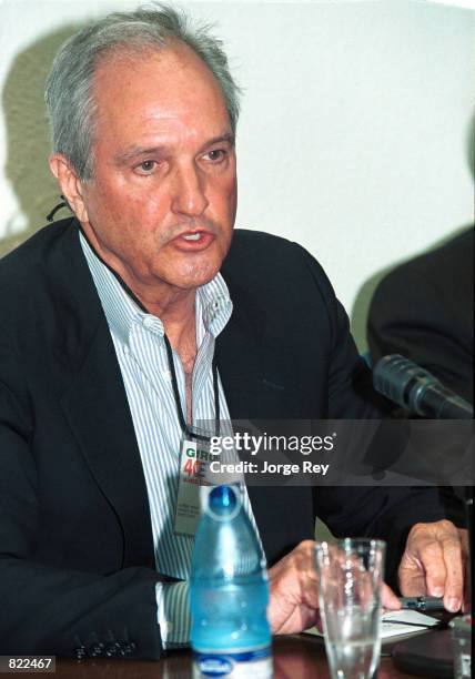 Alfredo Duran, one of the Cuban exiles who took part in the 1961 Bay of Pigs invasion, speaks March 21, 2001 during a press conference in Havana,...