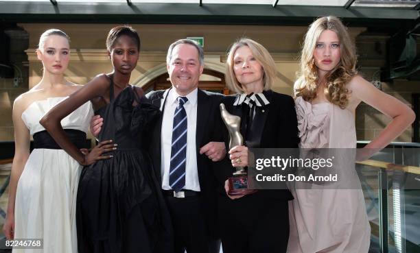 Premier Morris Lemma and Carla Zampatti, alongside models, attend the Australian Fashion Laureate 2008 in the Heritage Ballroom at the Westin Sydney...