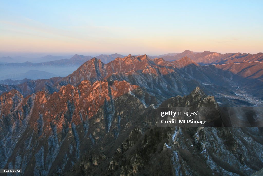 Sunrise over the Great Wall at the Jinshanling,Hebei Province