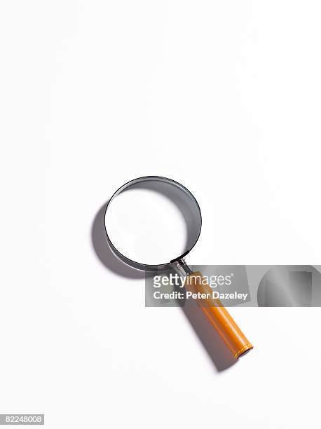 magnifier on white background with copy space  - magnify imagens e fotografias de stock