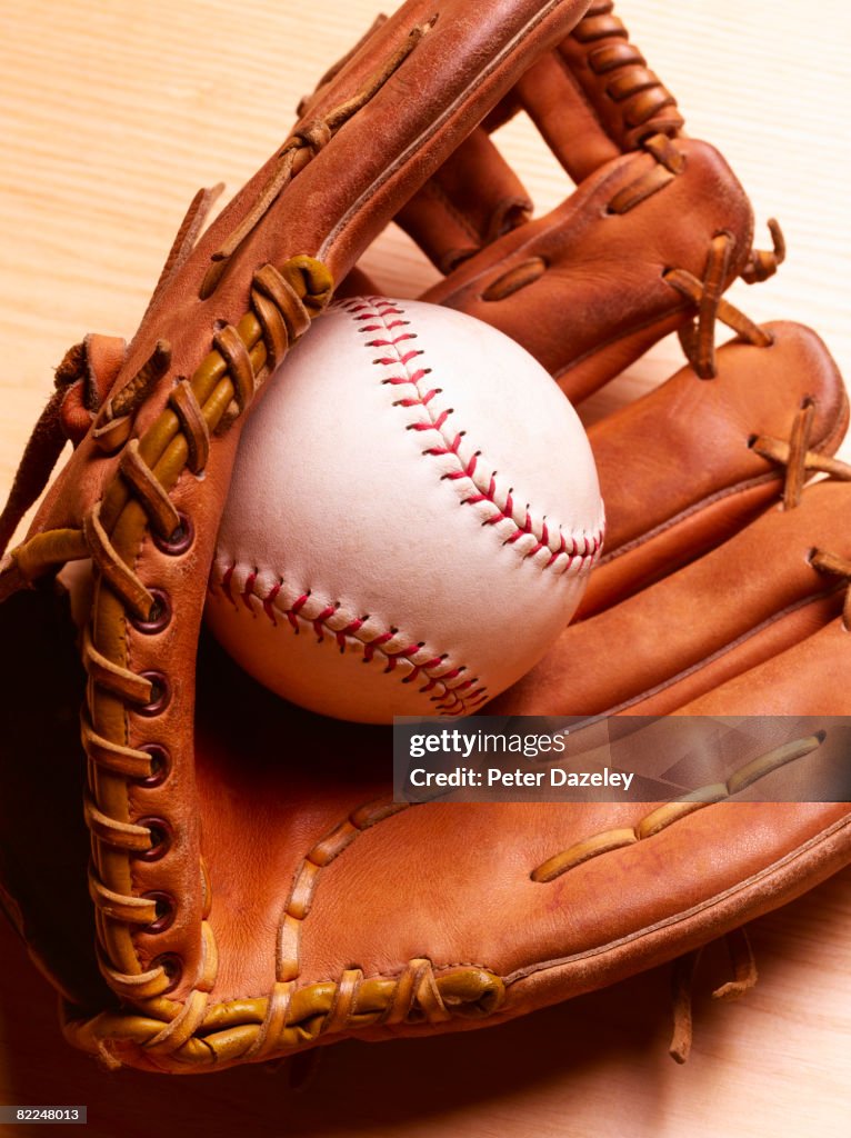 American Baseball in baseball glove mitt