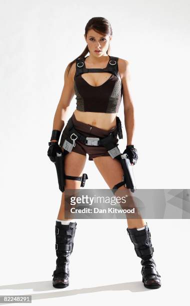 Former gymnast Alison Carroll is presented as the new face of computer game character Lara Croft at Pineapple Studios on August 11, 2008 in London,...