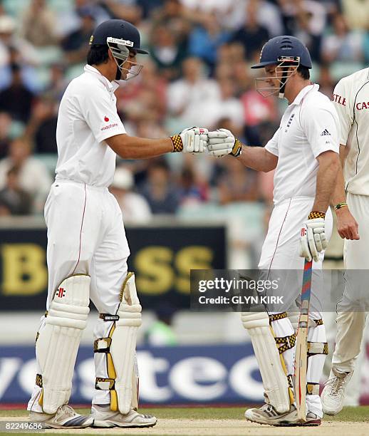 England's openers Alastair Cook and Andrew Strauss are pictured during the fifth day of the fourth npower Test between England and South Africa at...