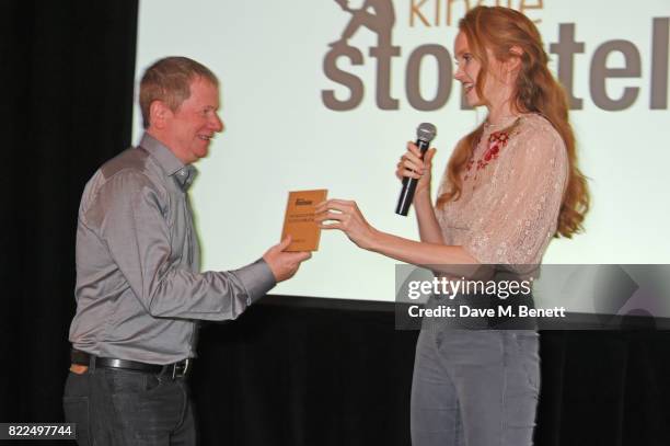 Lily Cole announces David Leadbeater as winner of the Kindle Storyteller Award 2017 at the Kindle Storyteller Award ceremony 2017, recognising newly...