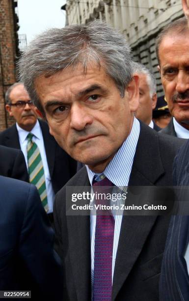 Mayor of Turin Sergio Chiamparino attends the Andrea Pininfarina funeral held in Duomo, Turin main cathedral, on August 11, 2008 in Turin, Italy....