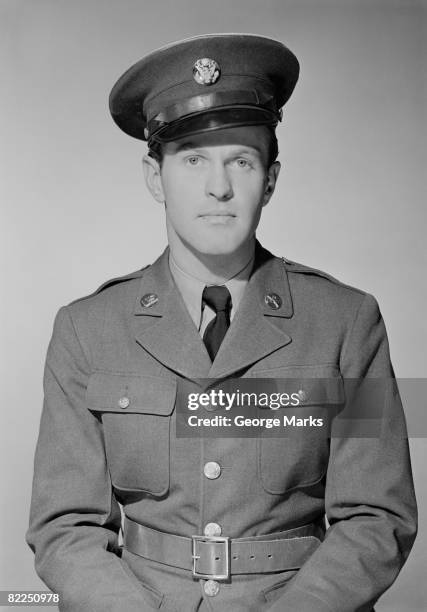 young man in military uniform, portrait - army soldier portrait stock pictures, royalty-free photos & images