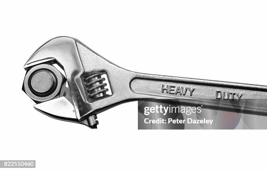 Heavy duty adjustable spanner tightening/loosening metal nut on bolt Heavy duty adjustable spanner tightening/loosening metal nut on bolt