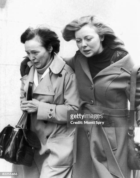 Joyce McKinney in London with her mother Maxine McKinney, 8th February 1978. Joyce is on bail, accused of the kidnapping of Mormon missionary Kirk...