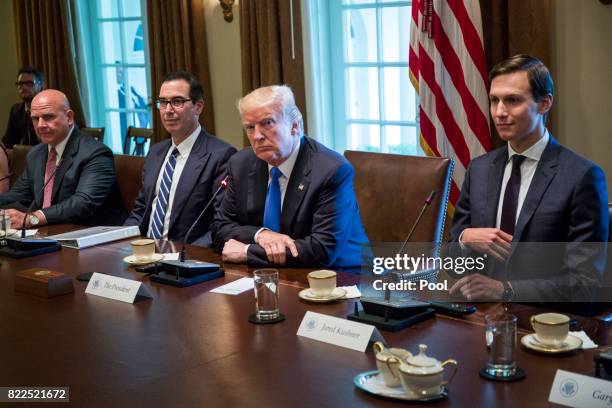 President Donald Trump holds an expanded bi-lateral meeting with Saad Hariri, Prime Minister of Lebanon, in the Oval Office at the White House on...