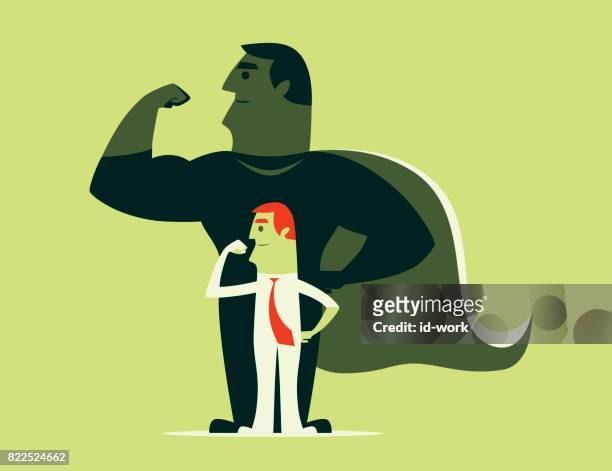 businessman with super hero - muscular build stock illustrations