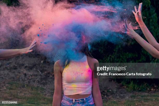colored portrait - crazy party stockfoto's en -beelden